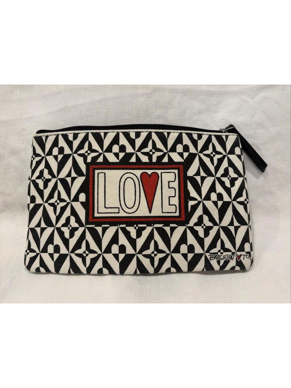 New Brighton Love Cosmetic Pouch Makeup Travel Bag Cotton Canvas w/ Heart